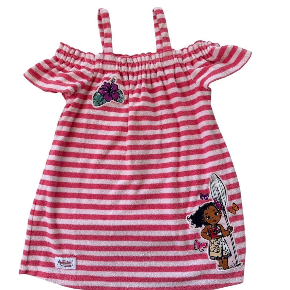 Disney Moana Animator’s Collection Coral Pink and White Striped Dress Coverup